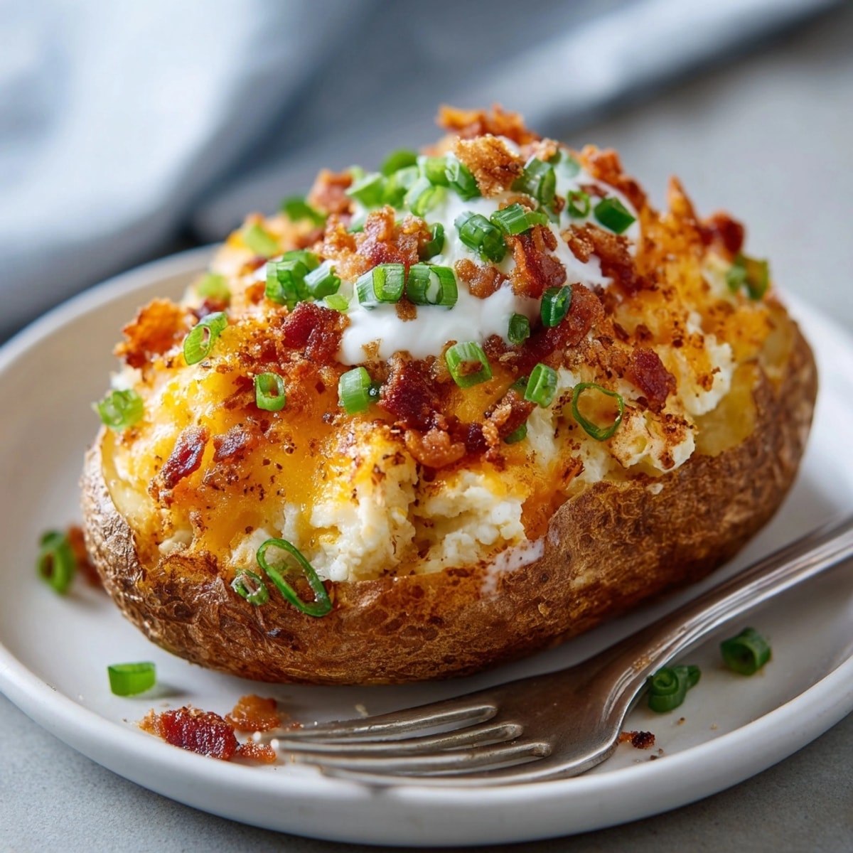 Golden Cheddar Bacon Ranch Twice-Baked Potatoes smell smoky, cheesy, and taste amazing!