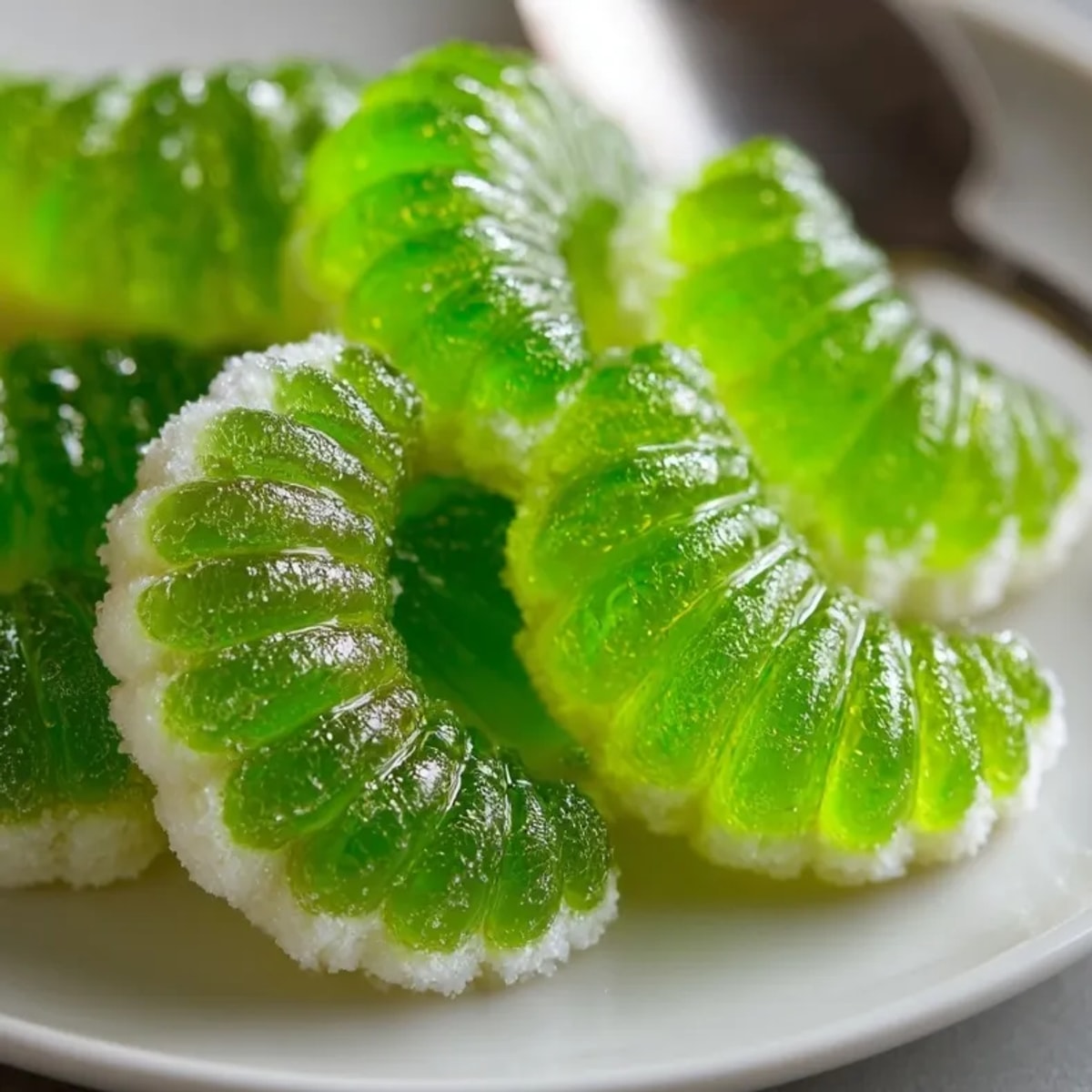 Glow-in-the-Dark Jello Worms sit chilling, ready to spook and delight your Halloween party.