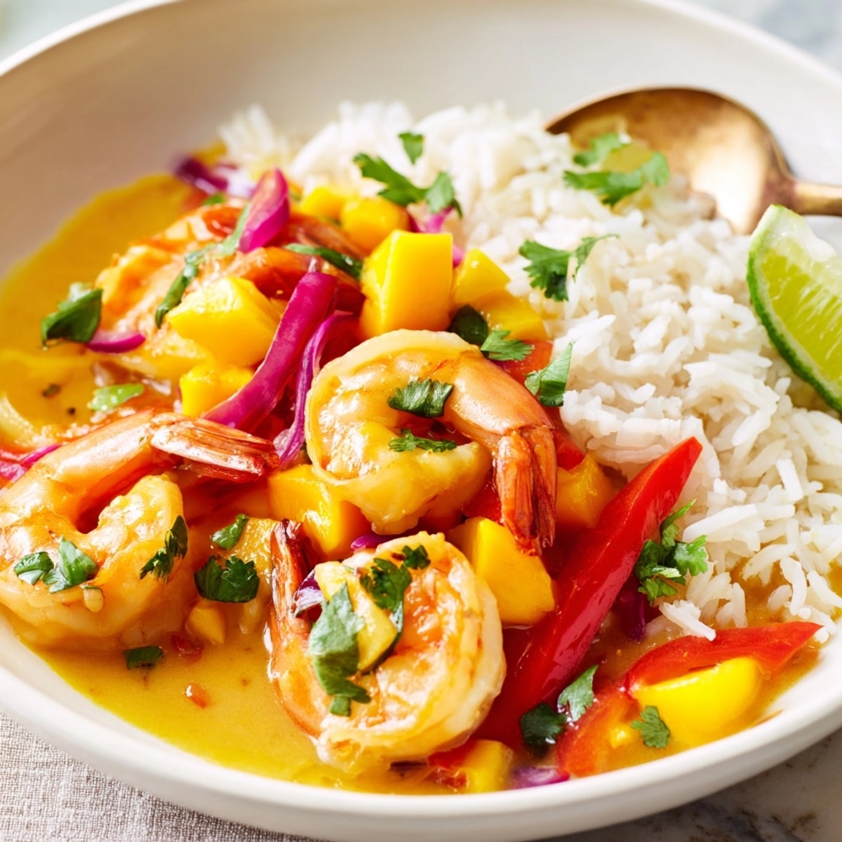 Shrimp and Mango Curry Skillet: A vibrant tropical dinner ready in under 40.