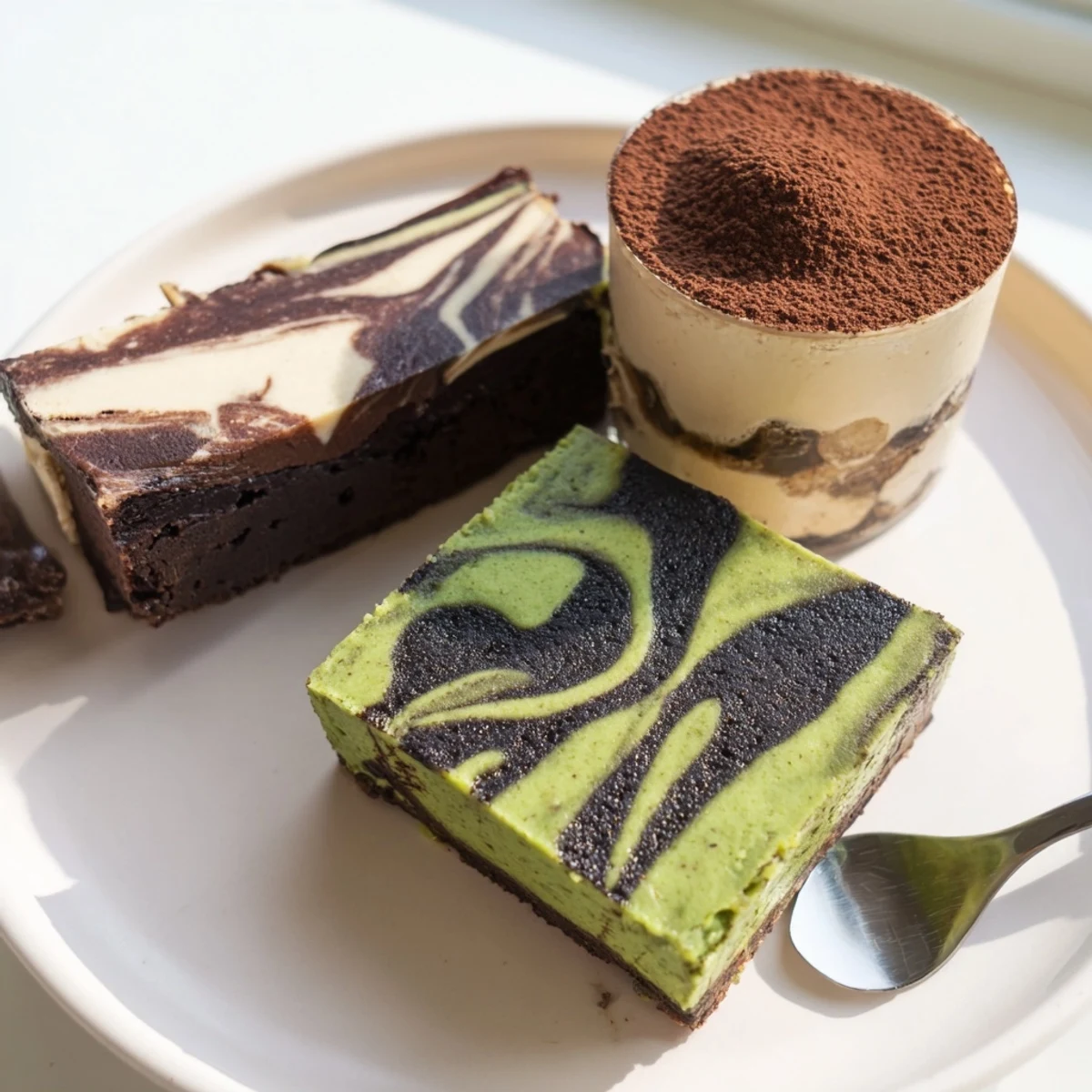 Creamy black sesame cheesecake bars on a chocolate crust, a unique dessert experience.