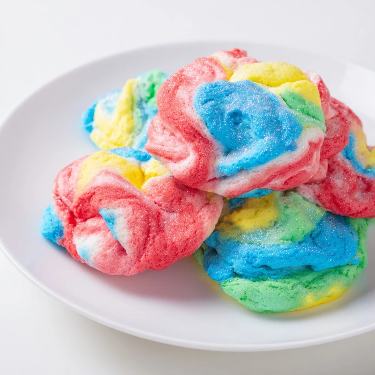 Light and fluffy cloud bread rainbow version, perfect for colorful party snacks.  