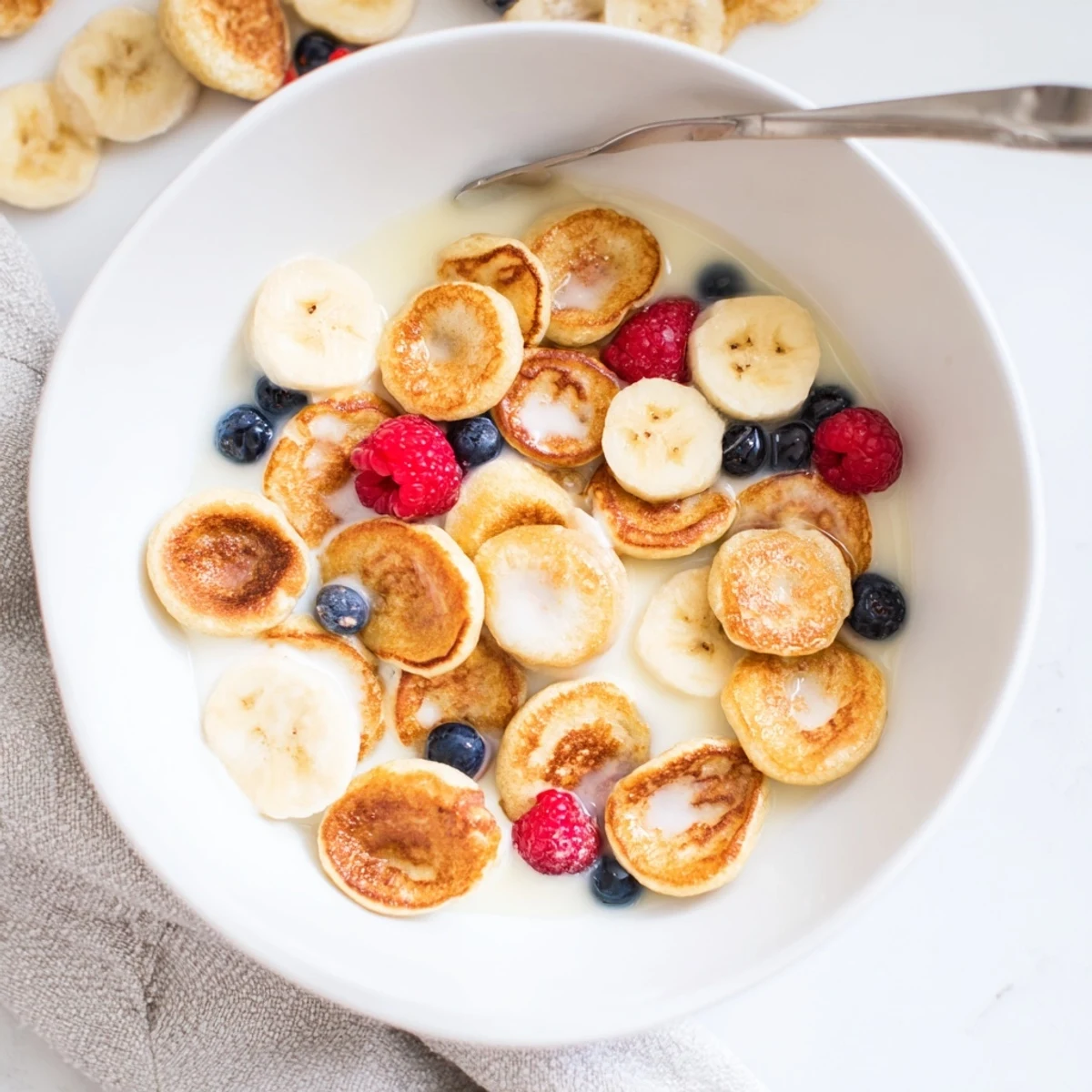Taste the fluffy goodness of mini pancake cereal, perfect for breakfast bowls.  