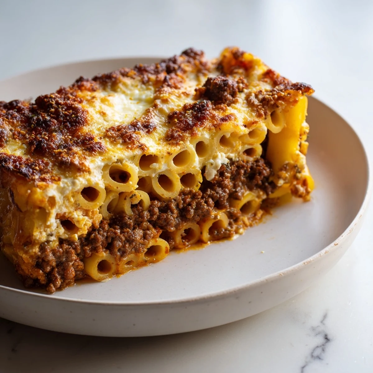 Hearty and delicious Greek Pastitsio: a rich, layered pasta dish with a golden crust, ready to enjoy.