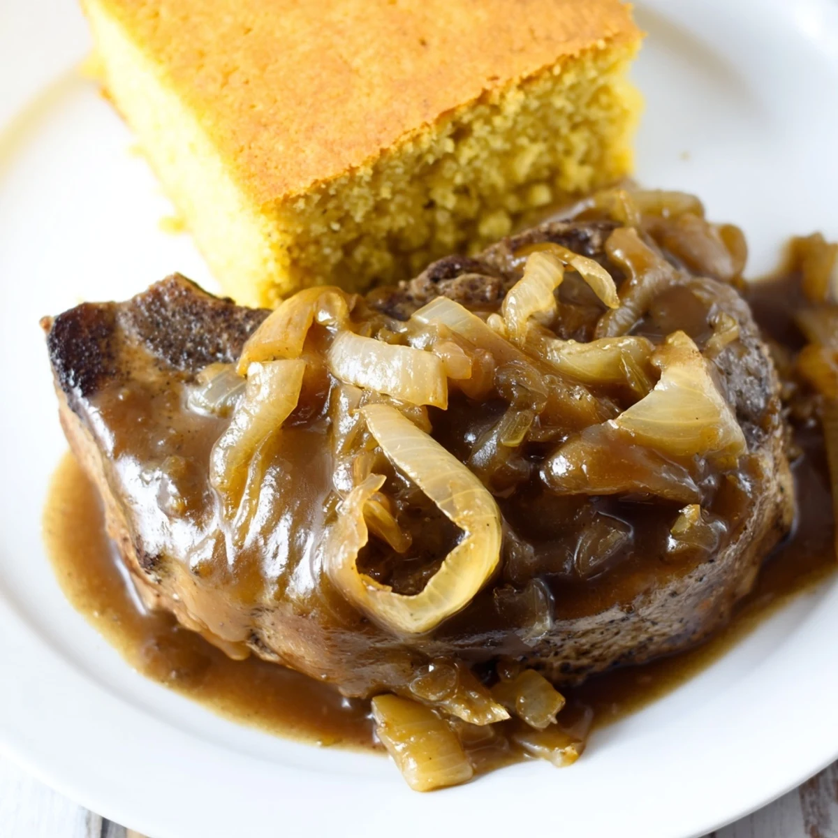 Smothered pork chops cornbread