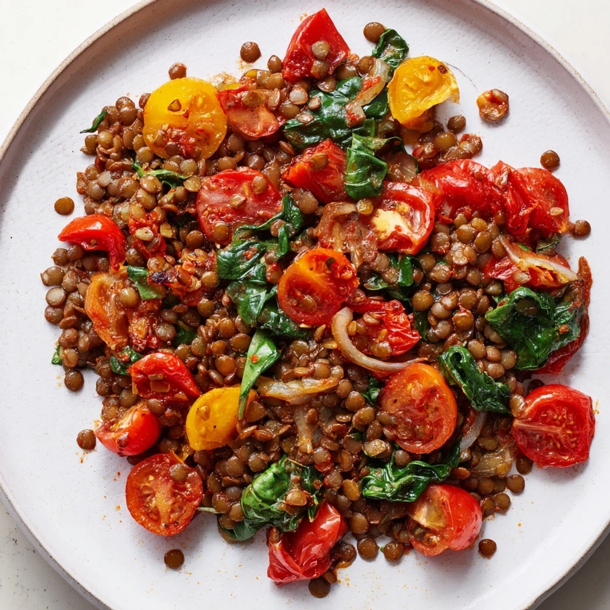 Lentil Tomato Skillet Herbs