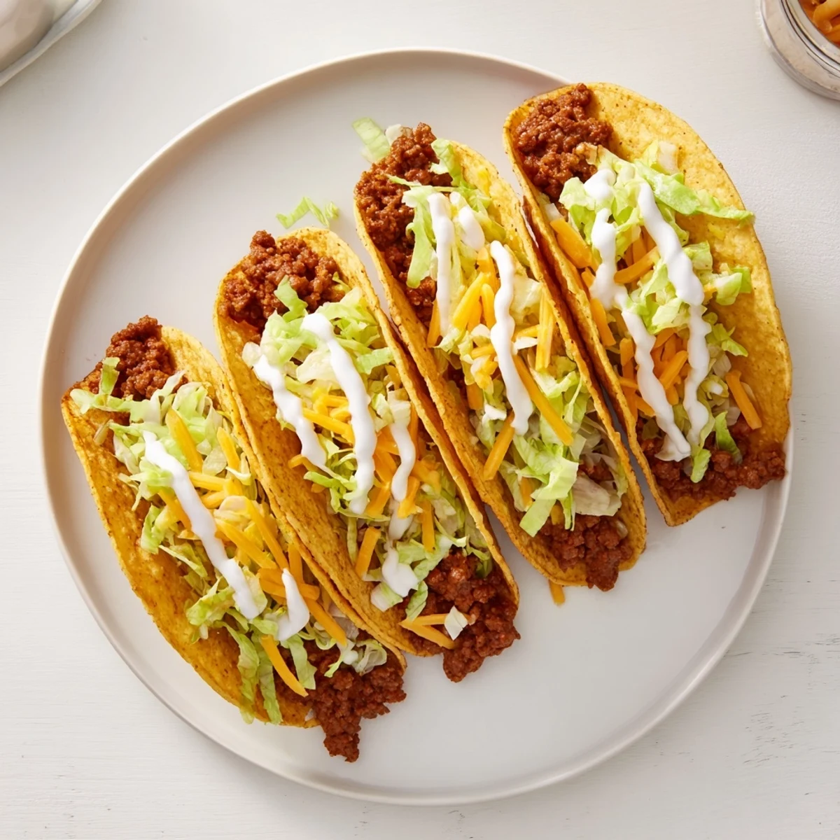A close-up of Cheesy Gordita Crunch Tacos with melted cheese and seasoned beef filling.