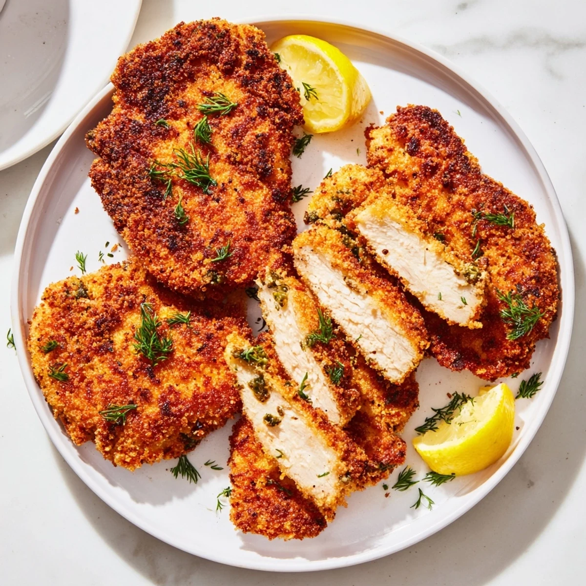 This recipe showcases juicy pickle-brined chicken cutlets, perfectly crisp from pan-frying, a classic American meal.