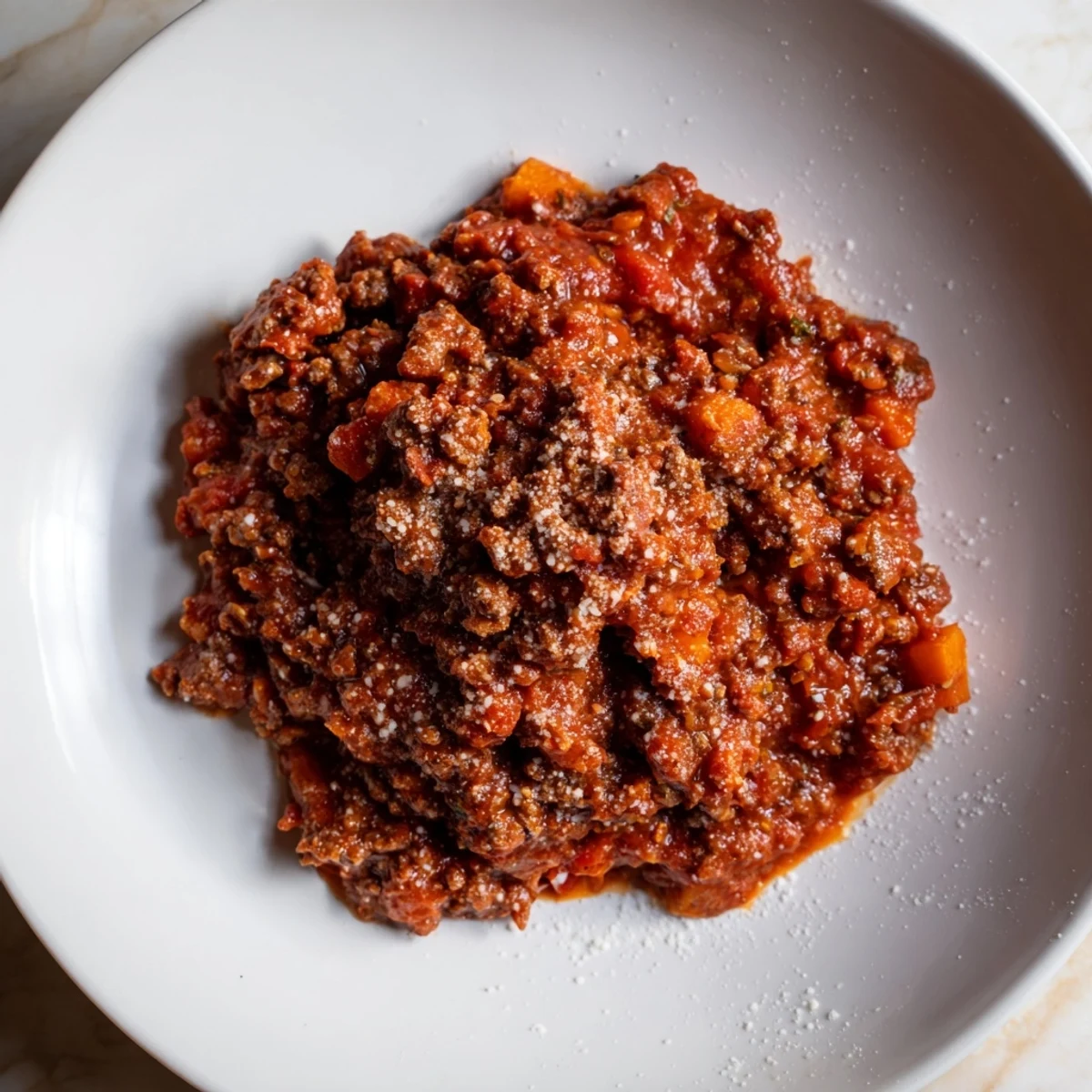 Classic Tuscan Ragu simmering slowly, a rich meat sauce ready for pasta.