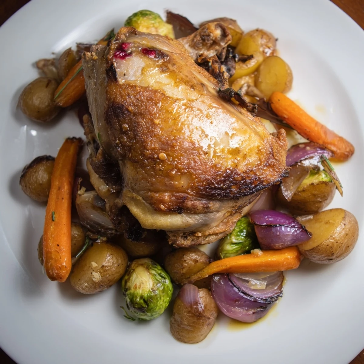 Vibrant Sheet Pan Chicken with Cranberry Vinaigrette showcases a delicious, easy, one-pan meal ready to enjoy.