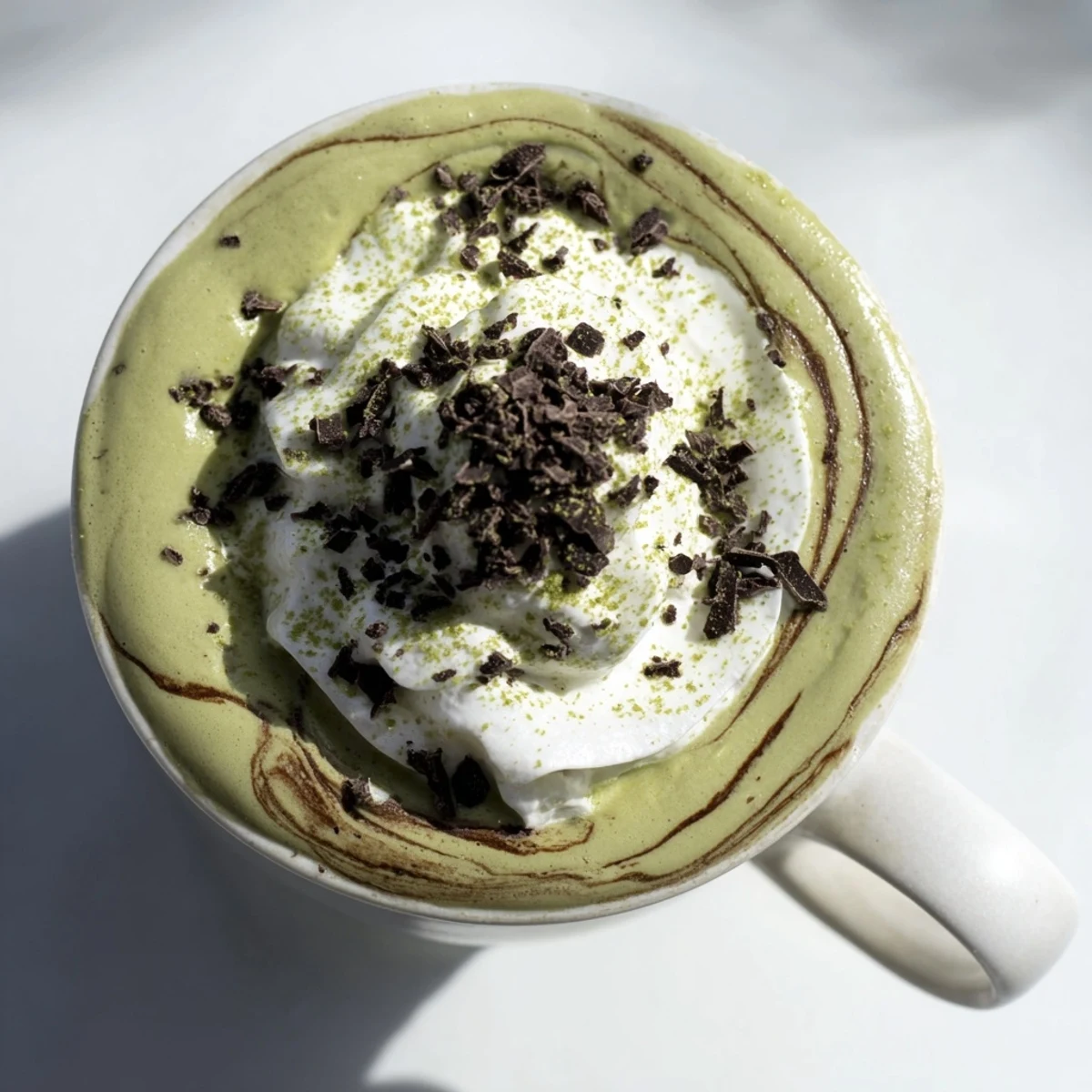 A close-up of a vibrant Matcha Hot Cocoa Protein Mug ready for a quick and nutritious breakfast.
