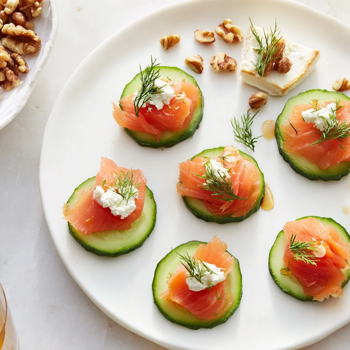 A festive platter of champagne pairings showcasing smoked salmon, brie, and delicious appetizers.