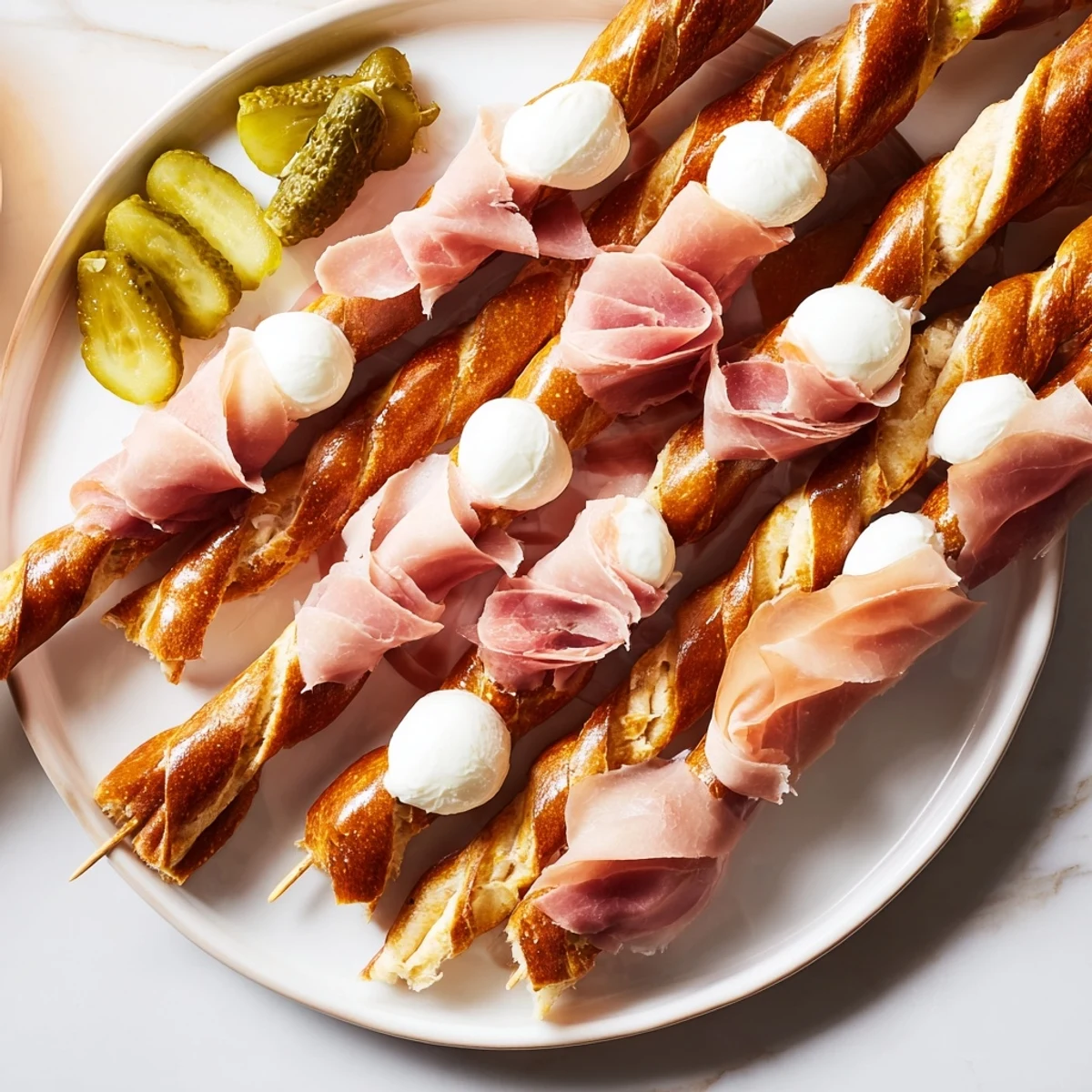 Freshly assembled fractal tree branching bread platter appetizer, ready for guests to enjoy.