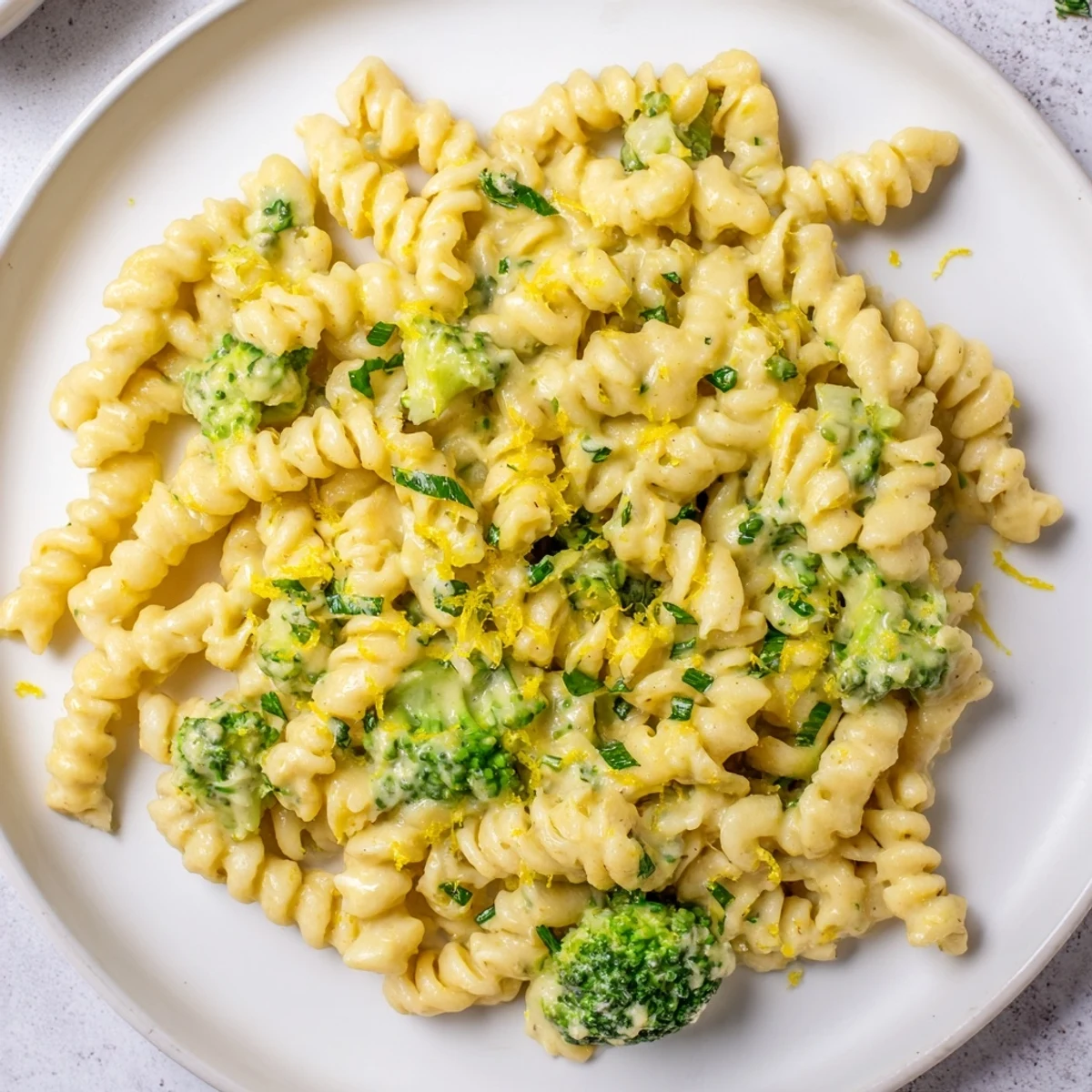 Cheesy Green Goddess Broccoli Cheddar One-Pot Pasta, perfect for a quick, comforting weeknight dinner.