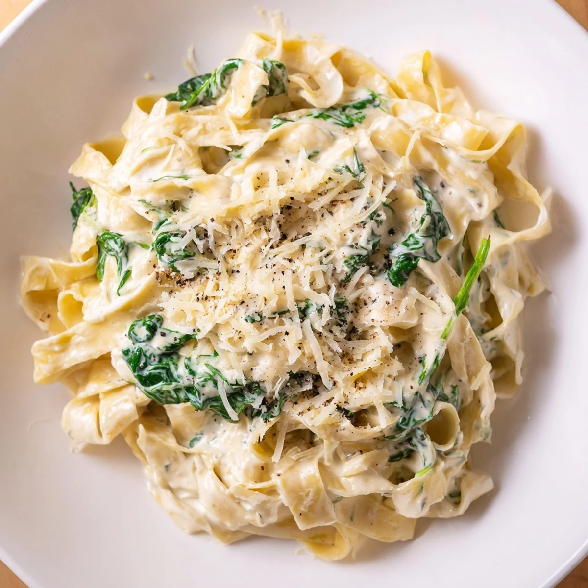 Creamy Spinach Pasta features glistening penne in a rich, velvety sauce, ready to serve with Parmesan.