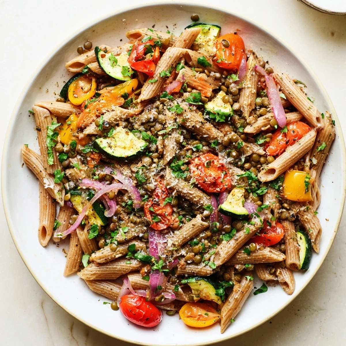 Lentil Pasta with Vegetables