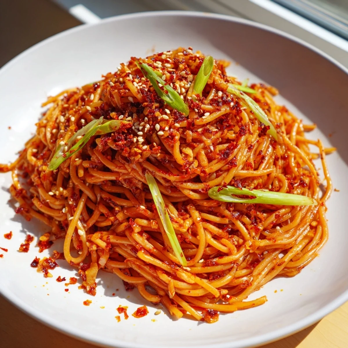 Enjoy a quick taste of these delicious Garlic Chili Oil Noodles; savory, spicy, and ready in minutes for a satisfying meal.