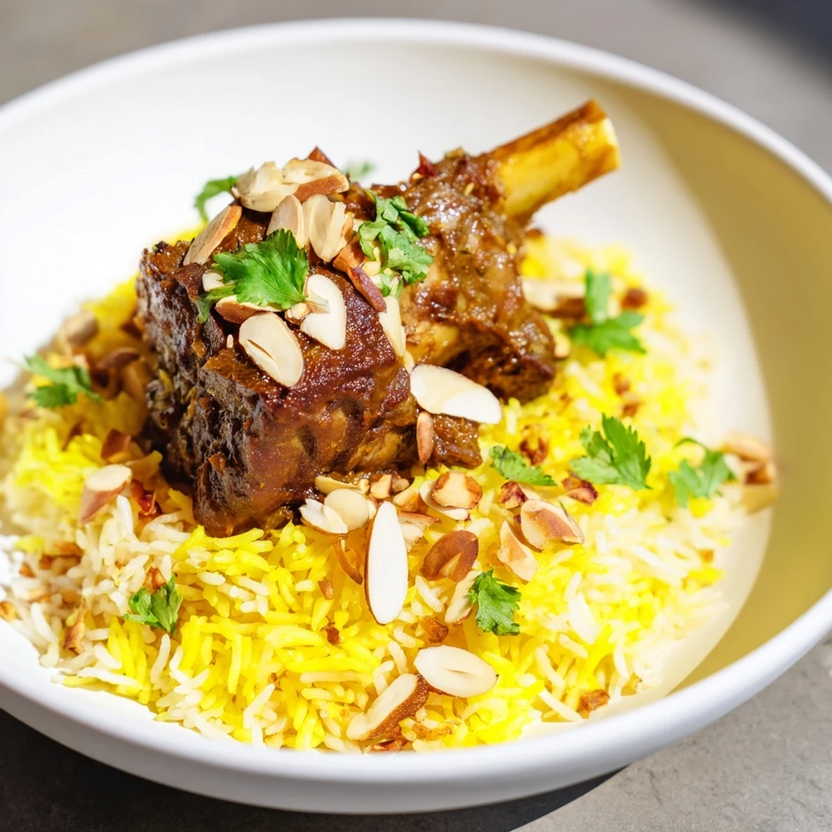 Savory Qatari Majboos, with fluffy rice, tender meat, and aromatic spices ready to eat.