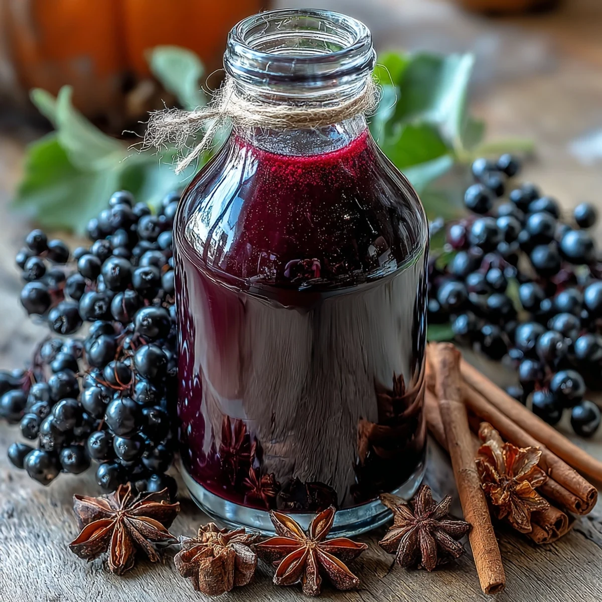 Jar of Homemade Spiced Blackcurrant Vodka Liqueur with cinnamon and star anise infusing. 