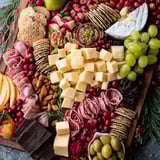 A gorgeous winter wonderland grazing tray arrangement, perfect for holiday entertaining with meats and cheese.