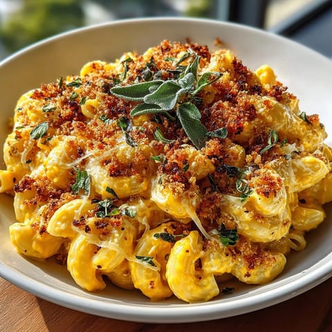 Close-up of creamy Butternut Squash Mac &amp; Cheese, bubbling hot, ready for a comforting bite.