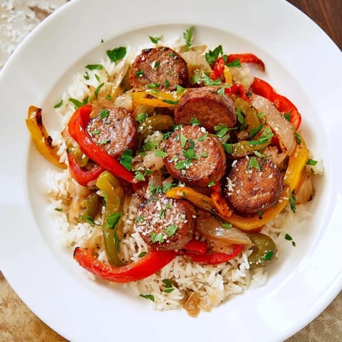 Italian Sausage Peppers Rice Plate
