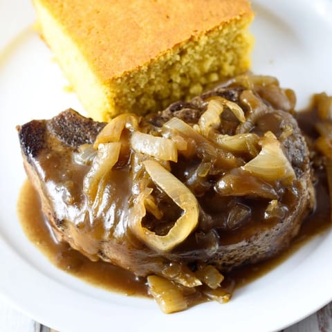 Smothered pork chops cornbread