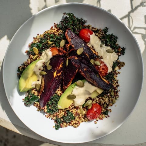 Quinoa Kale Roasted Beet Bowl