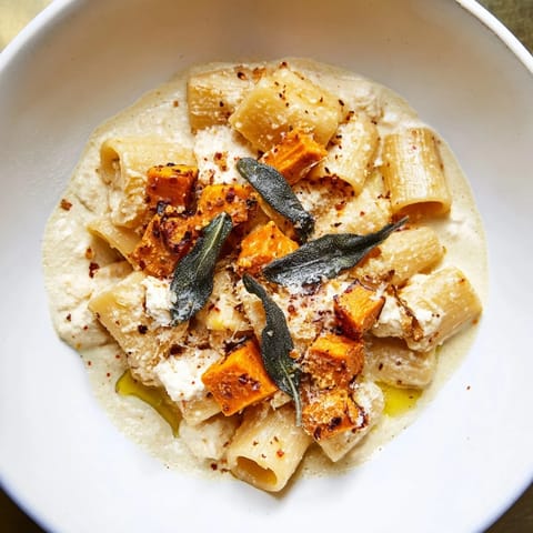 Tender sweet potato pasta, brightened by goat cheese and crispy sage, a comforting dinner idea.