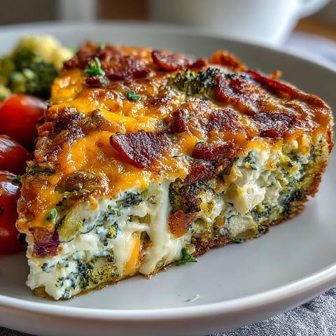 Colorful vegetable frittata with melted cheese, perfect for a vibrant breakfast.