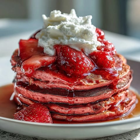 Pink Pancakes with Strawberry