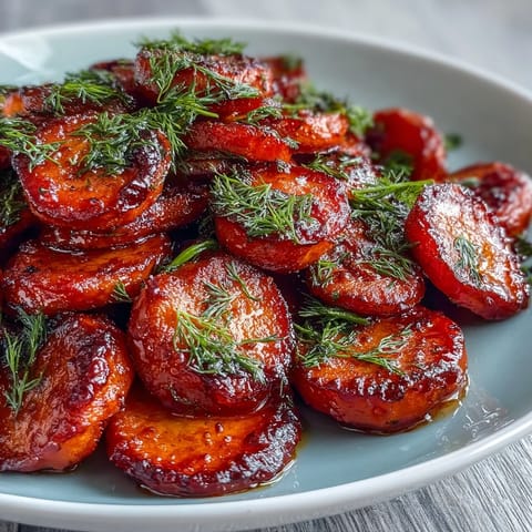 Vibrant orange honey glazed carrots with fresh dill, a bright and flavorful side dish perfect for any meal.