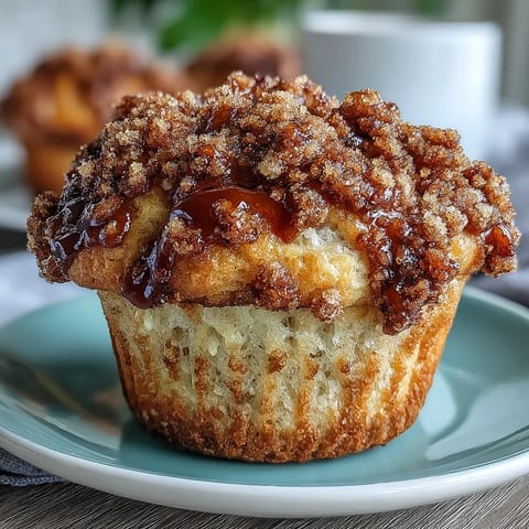 Delicious sourdough discard banana muffins topped with crunchy cinnamon streusel for a sweet and tangy breakfast treat.  