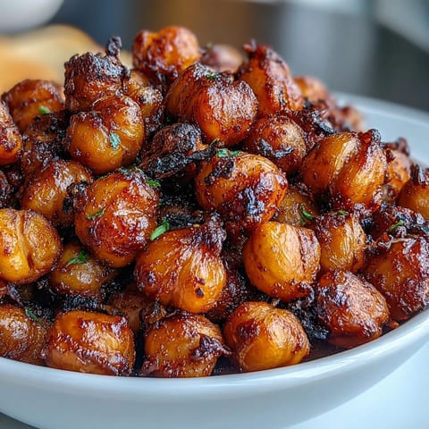 Spicy chili lime baked chickpeas with zesty seasoning, crispy and flavorful for any occasion.  
