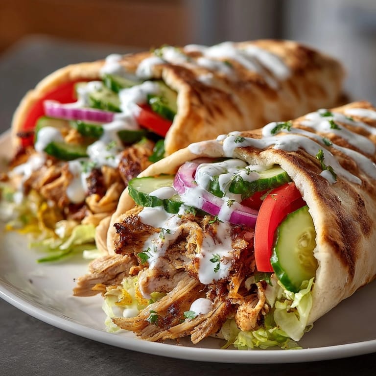 Taste of the Mediterranean: Chicken Shawarma Wraps recipe bursting with herbs and spices served warm.