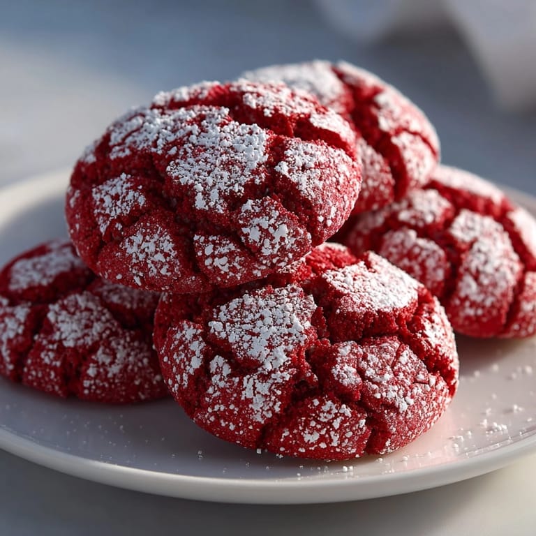 Homemade Red Velvet Crinkle Cookie recipe: soft, chewy, and perfectly festive for holiday baking.