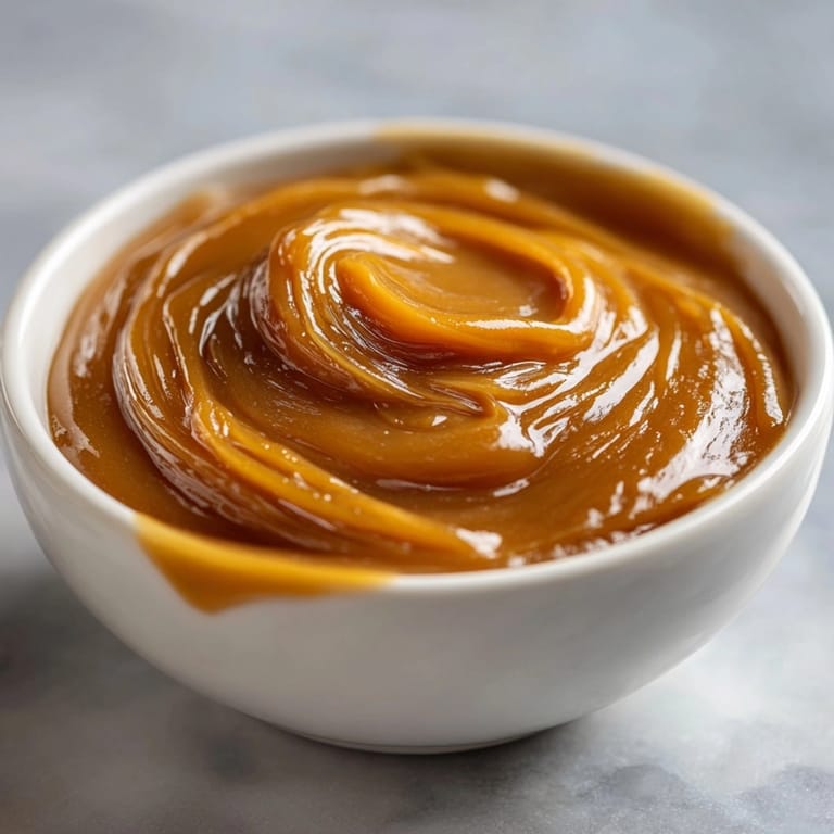 Silky Miso Caramel Sauce swirled into chocolate brownies, a sweet, savory delight.