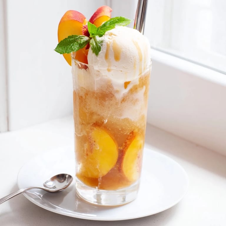 Refreshing Sweet Tea Peach Rebel Float bursting with flavor, perfect for summer days.