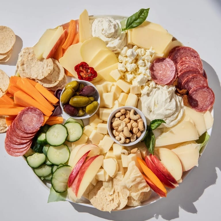 Inviting Girl Dinner Platter featuring assorted snacks and dips, ideal for sharing.