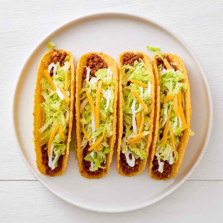 Golden and crispy Cheesy Gordita Crunch Tacos, ready to eat, filled with fresh lettuce and cheese.