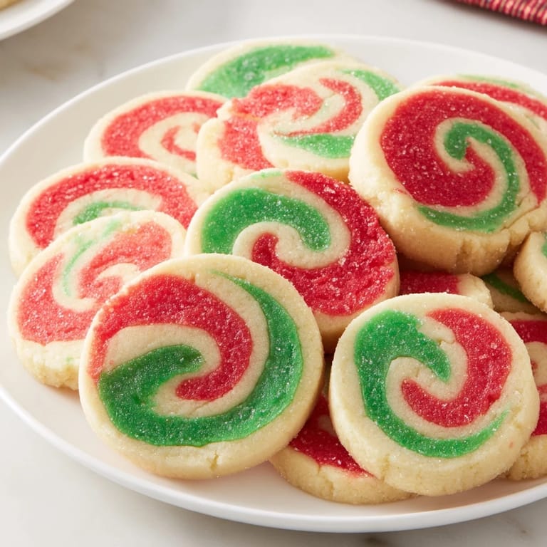 Delicious Holiday Pinwheel Cookies with colorful, swirled dough perfect for a sweet and seasonal dessert.