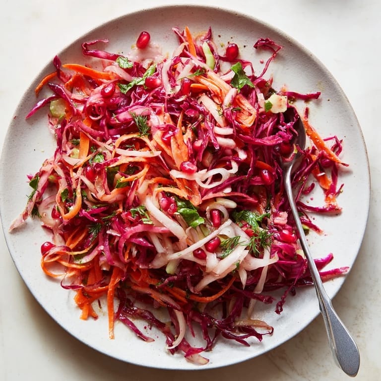 Bright, refreshing Shirazi Winter Slaw, a vegan salad with citrus dressing and fresh herbs, perfect side dish.