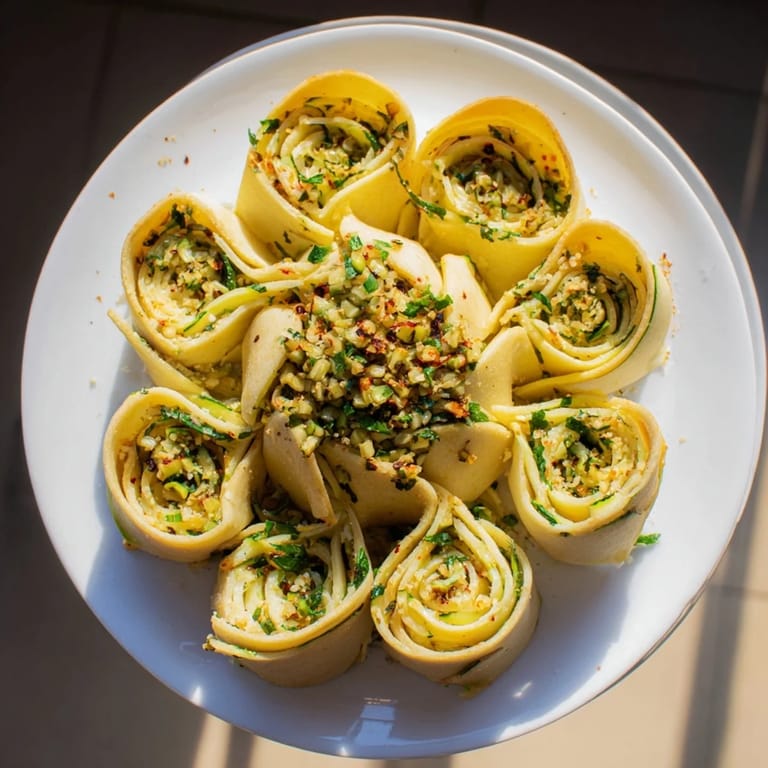 A beautifully arranged crown of Cercles dHôtes Couronne de Rouleaux: warm, cheesy rolls with vegetable filling.