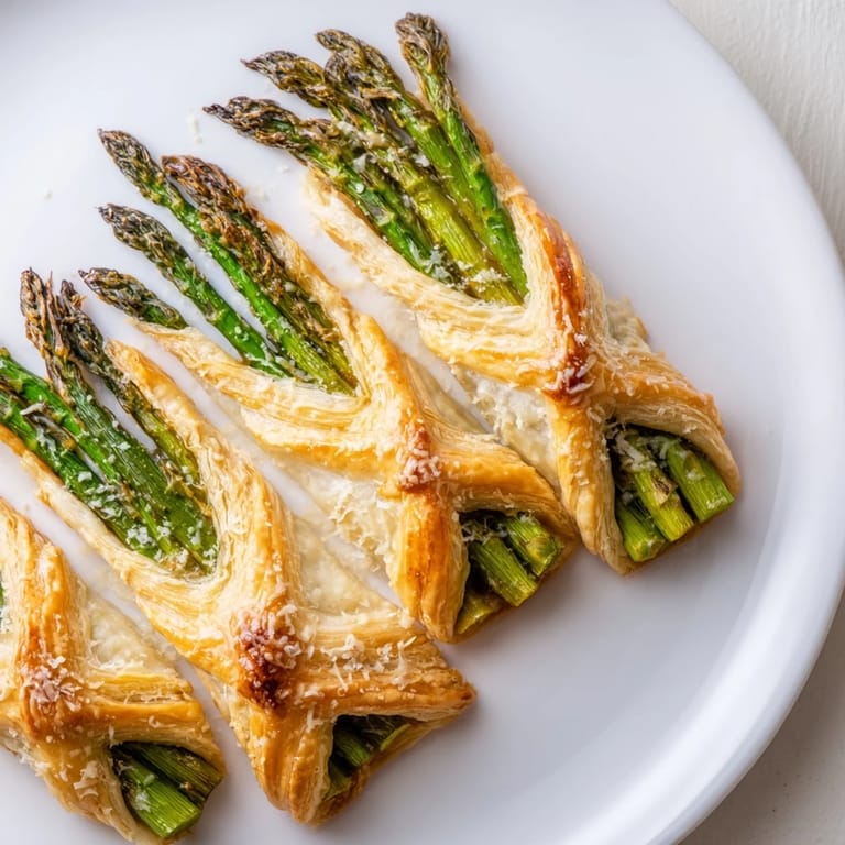 Elegant presentation of savory Star Shaped Asparagus Bundle Wraps, perfect for a springtime feast.