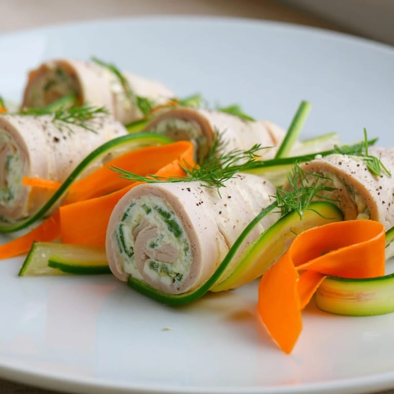 Arrange the beautiful The Ribbon Dancer, a light and refreshing appetizer, on a platter.