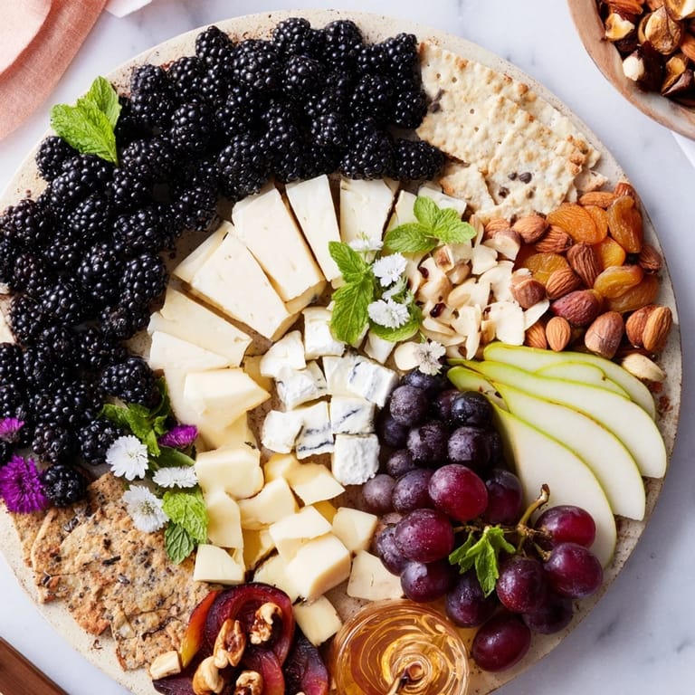Sensory delight: The Yin-Yang Balance cheese board with fresh fruit, nuts, and contrasting textures awaits.