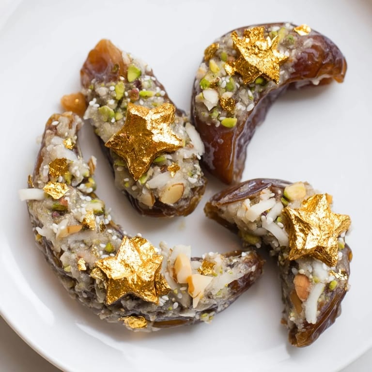 Beautifully arranged Lunar and Star Date Platter with a golden sheen, a sweet dessert centerpiece.