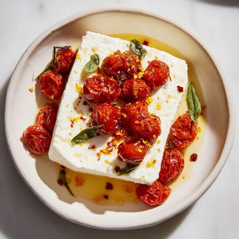 Perfectly balanced Baked Feta pasta; pasta tossed with sweet honey and spicy chili.