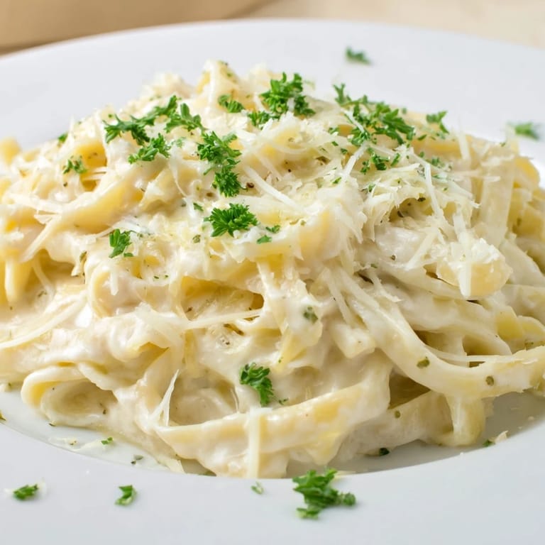 A comforting bowl of Pasta Alfredo Cottage Hack, highlighting rich flavor and quick preparation skills.