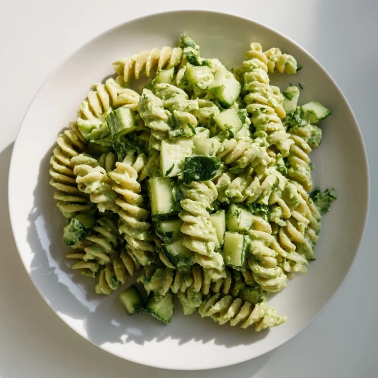Vibrant Green Goddess Pasta Salad in a white bowl, garnished with chopped parsley and chives, perfect for a summer potluck.