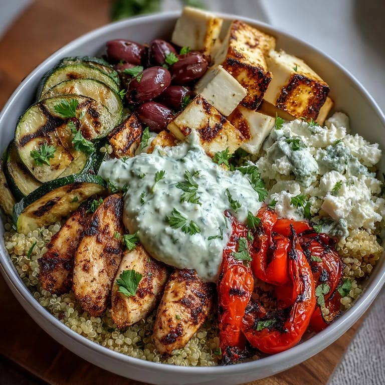 Feta crumbles and Kalamata olives finish this wholesome, savory dinner perfect for a summer evening.